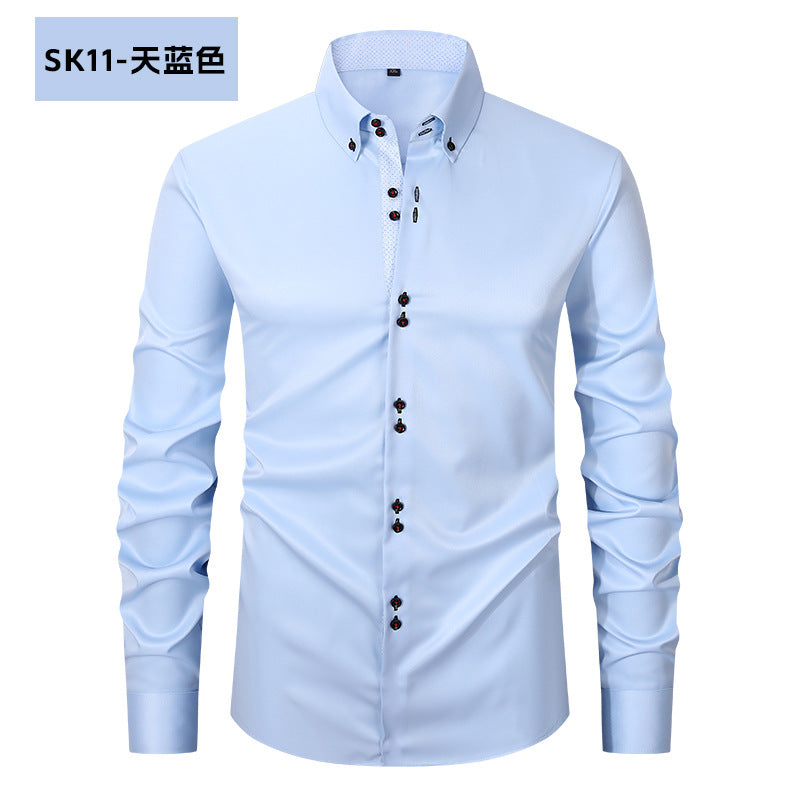 Men's Casual Business Plus-Size Long-Sleeve Shirt