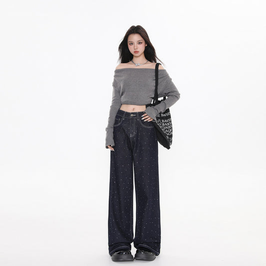 Women's Rhinestone Denim Blue Craft Jeans