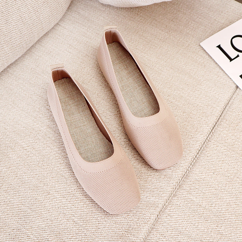 Ladies New Knitted Fashion Flat Peas Shoes Casual Shoes
