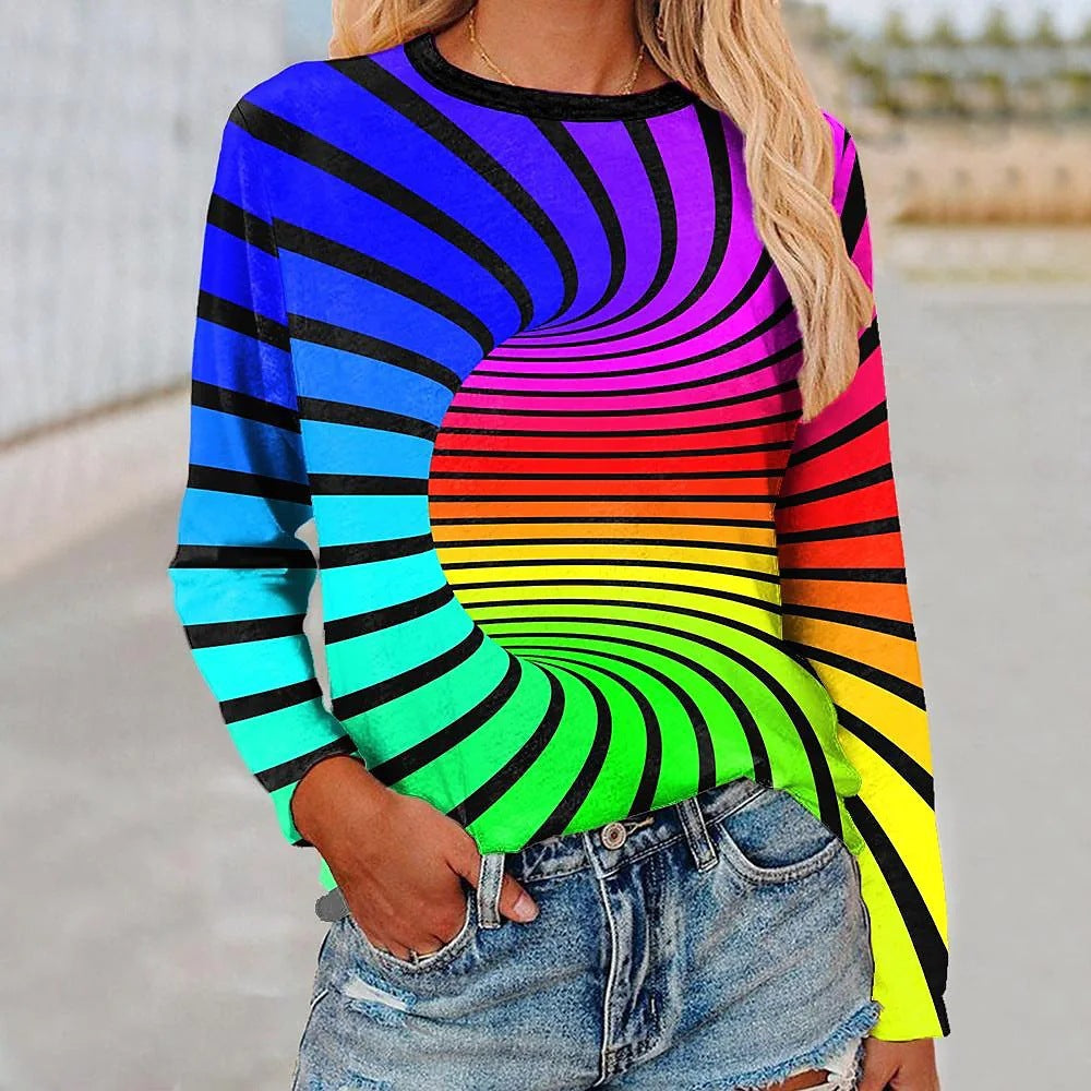 Autumn Animal Graphic Print Crew Neck Raglan Long-sleeved Top