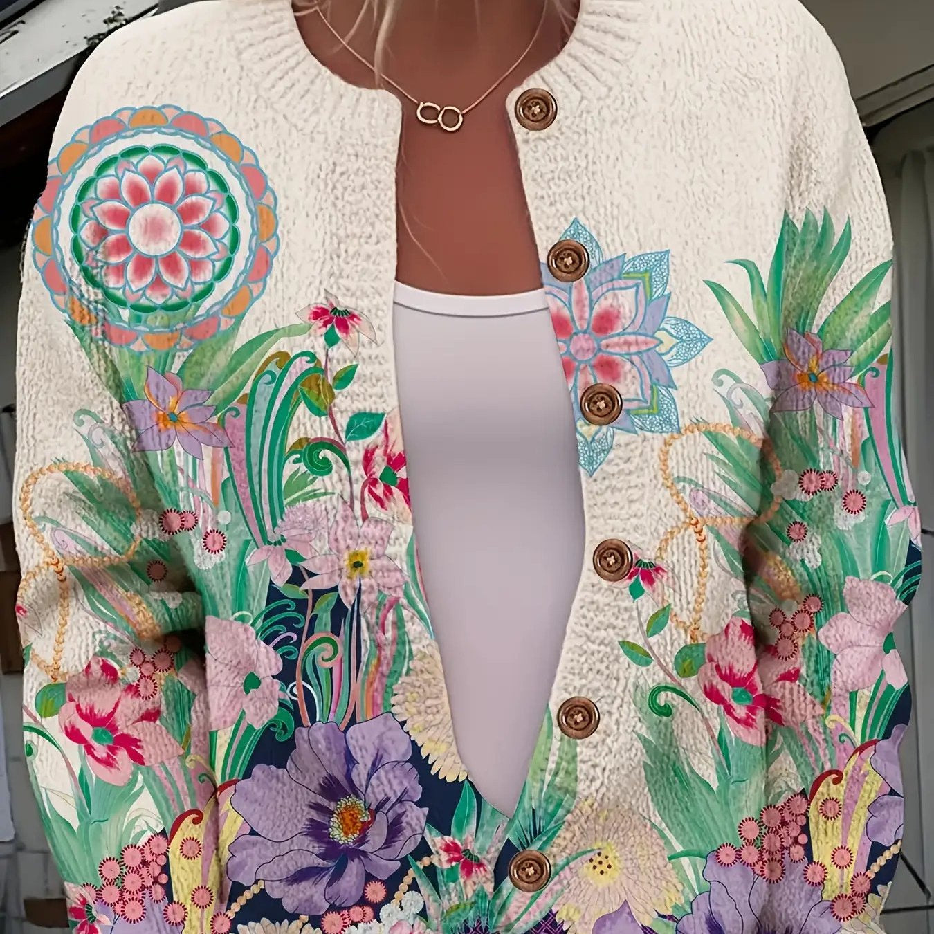 Digital Printing Ladies Knitted Cardigan 3D
