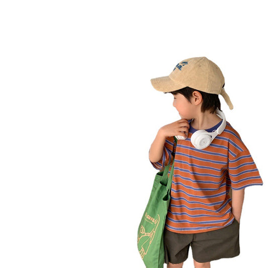 Girls Contrast Stripe Short Sleeve