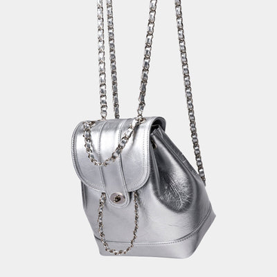 Mini Chain Schoolgirl Oil Wax Leather Backpack