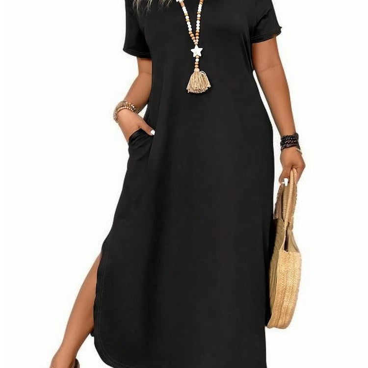 Sexy Avant-garde V-neck Short-sleeve Split Dress