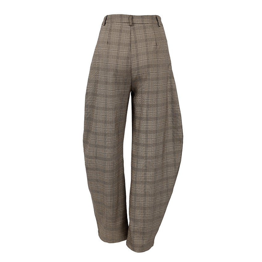 Casual High-waisted Plaid Kick-flare Pants