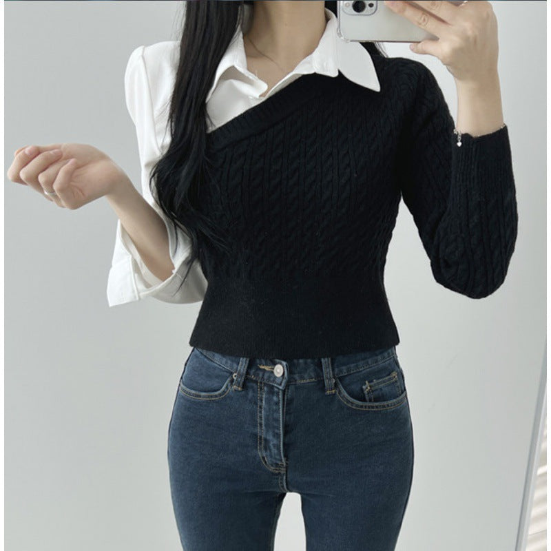 New Korean Style Stitching Temperament Top