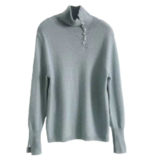 Craft Design Button Warm Turtleneck Comfortable Sweater For Women MLZY84274