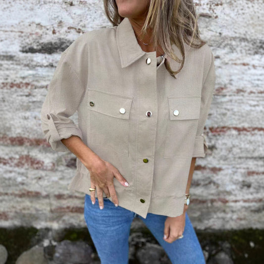European And American Short Autumn And Winter Rolled Sleeves Coat Top Knitted Jacket