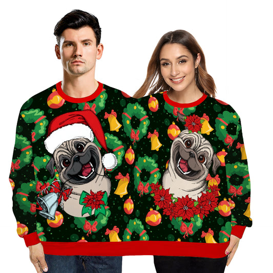 Digital Print Loose Crew Neck Long Sleeve Top