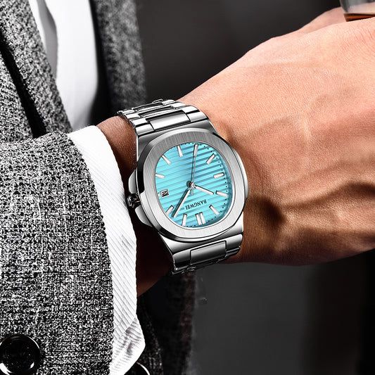 Mens Stylish Luminous Water-Resistant Watch With A Steel Band