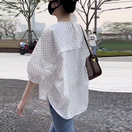 Bubble Sleeve Short Sleeve Shirt Women