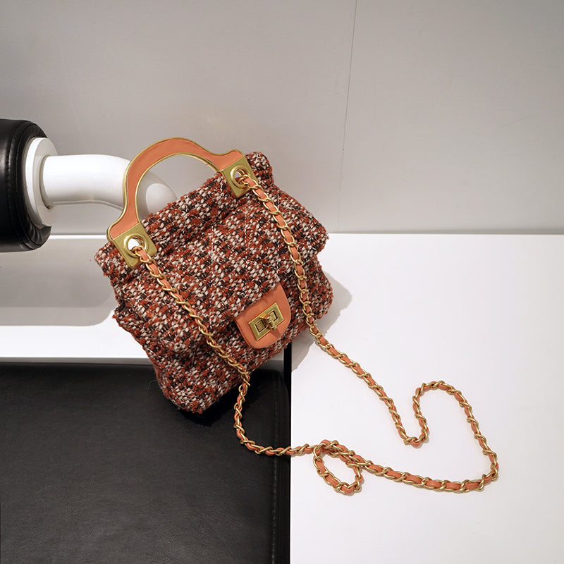 Checkerboard Plush Diagonal Chain Bag Girl