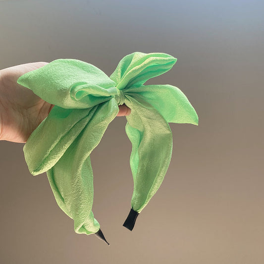 Seersucker Oversized Bow Headband High Sense Wide-brim Hair Accessories