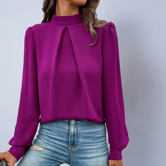 Women's Satin Fashion Long-Sleeve Blouse