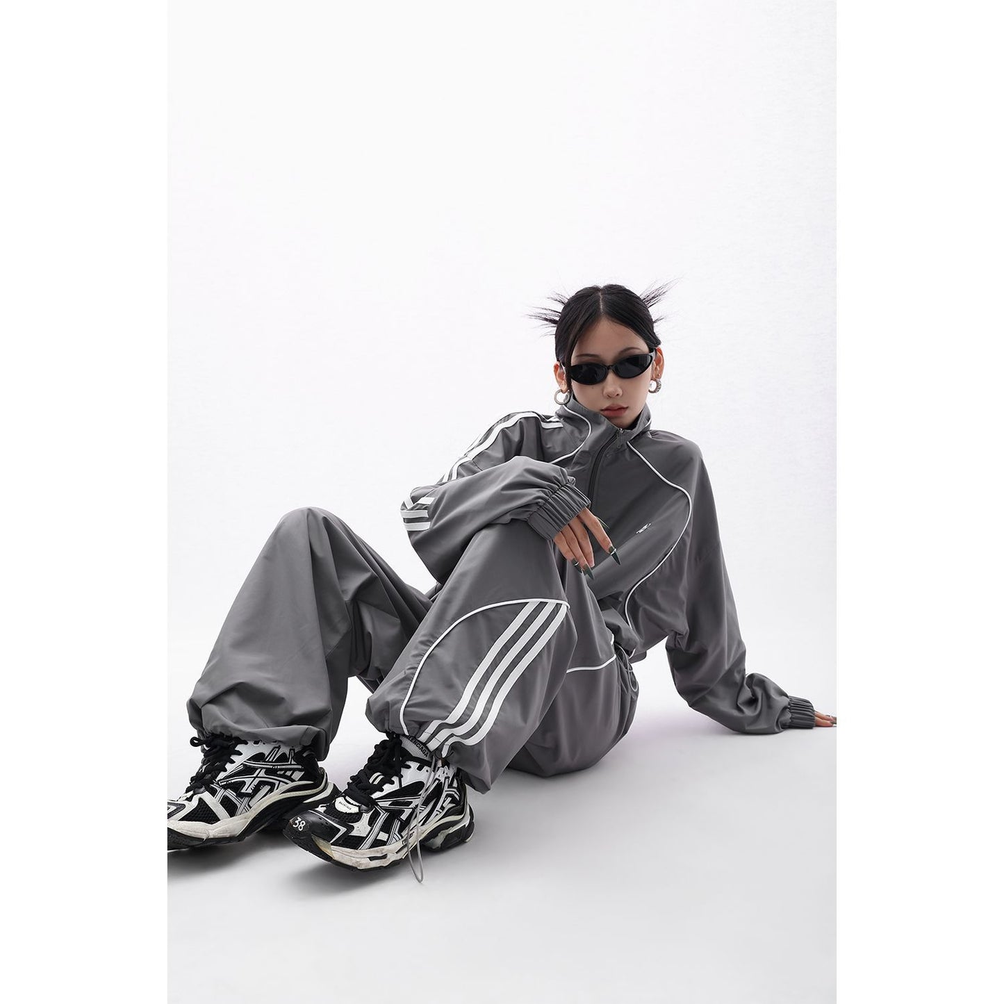 High-grade Fashion And Handsome Outdoor Jacket Coat Wide-leg Trousers 2-piece Set For Women
