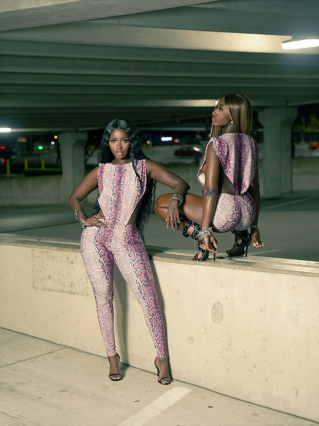 Womens Fashion Snake-Print Slim-Fit Tank Top And Pants Set