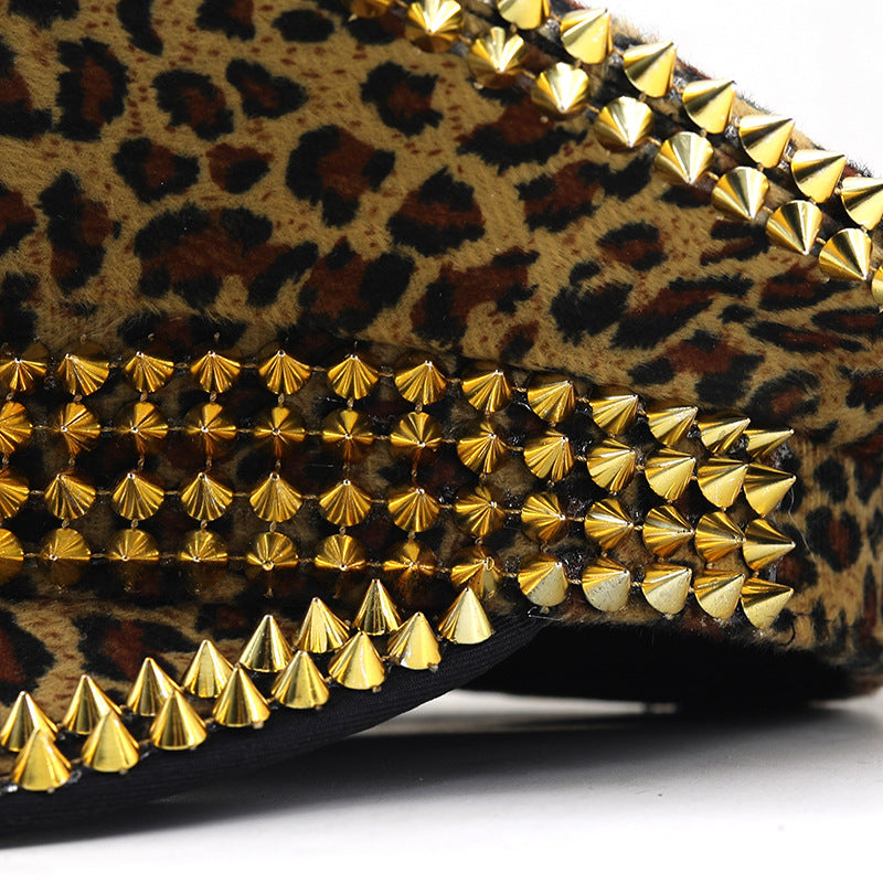 Dame Stor Rund Leopard Nittehat Kugle Punk Hip Hop Hat