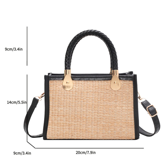 Women's Stylish Good Texture Woven Contrast Color Portable Shoulder Bag