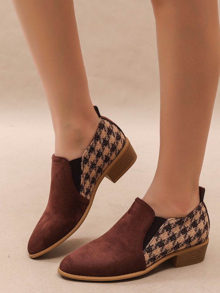 Retro Color-Block Slip-On Shoes For Women