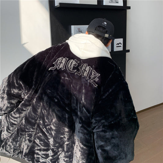 Men's Vintage Letter Embroidered Cotton Padded Jacket