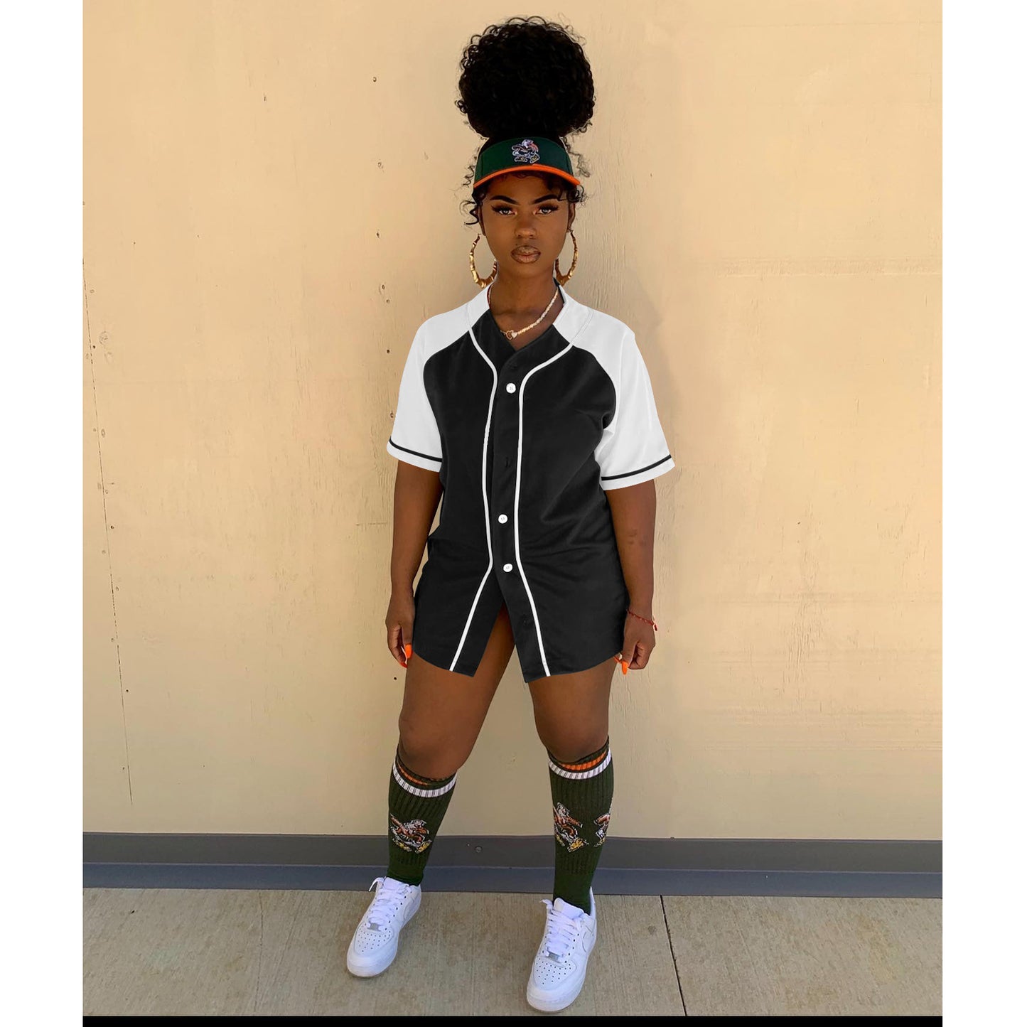 Women's Summer Patchwork Button Short Sleeve T-Shirt Sports Casual Jacket