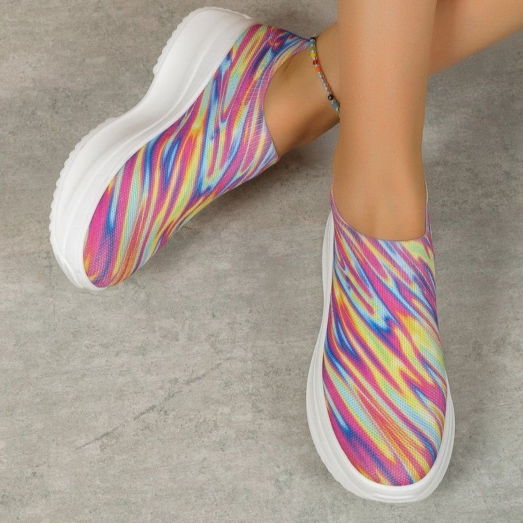 Europæiske og amerikanske platform-sneakers med farvegradient og fly-knit