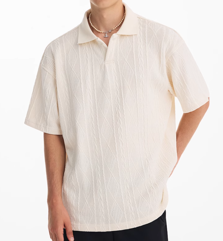 Men's Heavy Texture Knitted Polo Shirt