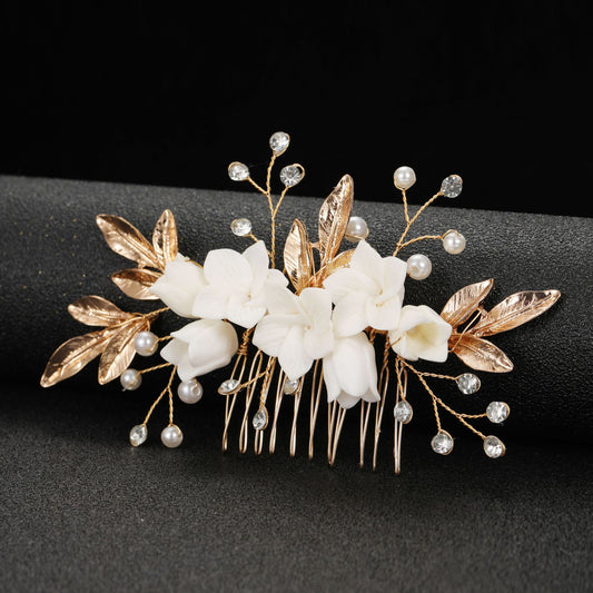 Alloy Leaf Shape Hair Comb Side Comb