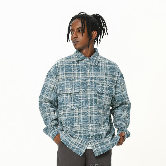 Plaid Autumn Loose Couple Shirt Coat