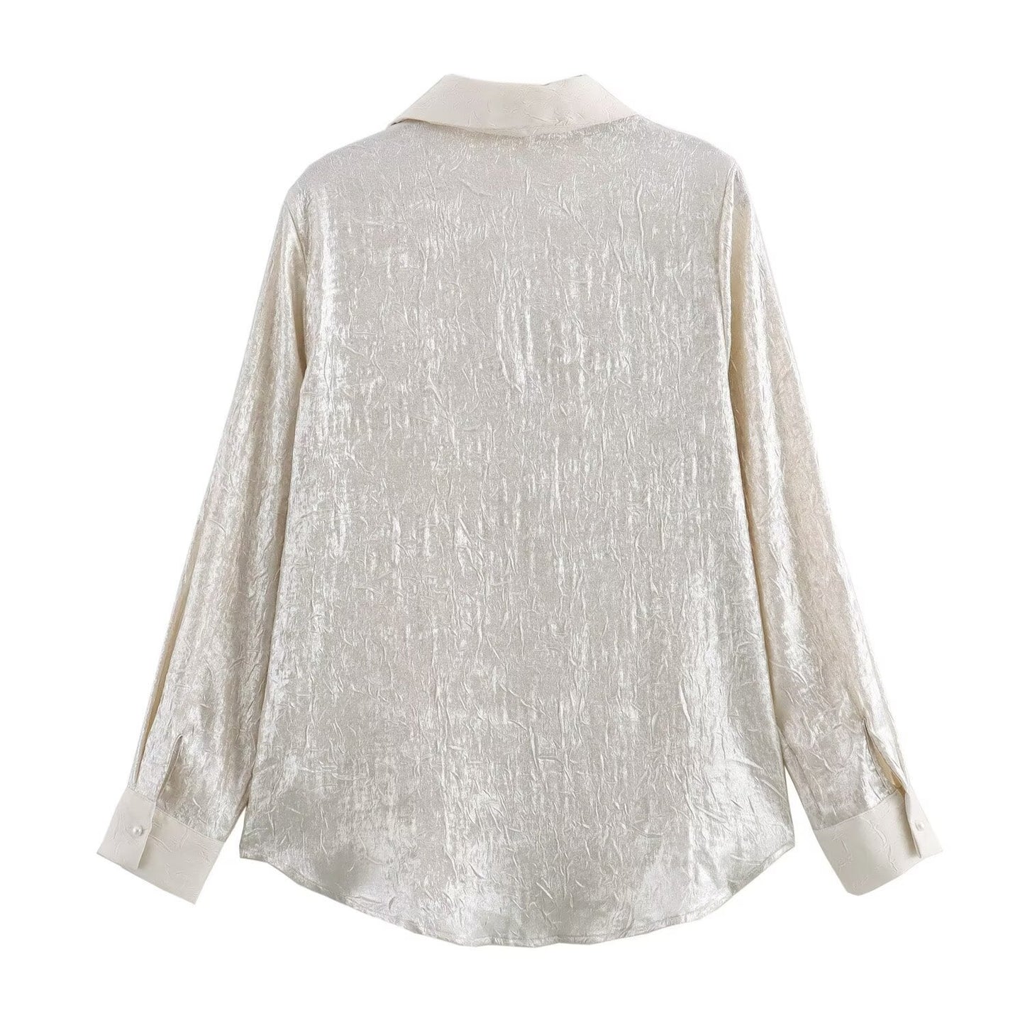 Women's Lapel V-neck Bronzing Long-sleeved Shirt