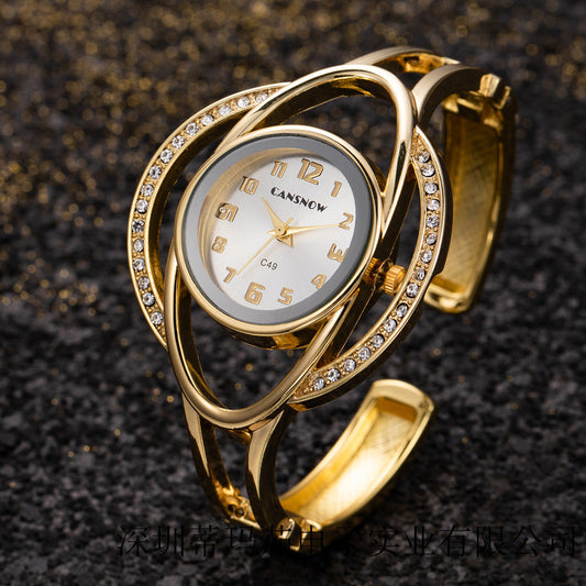 Fashion Temperament Ladies Buckle Steel Band Quartz Bracelet