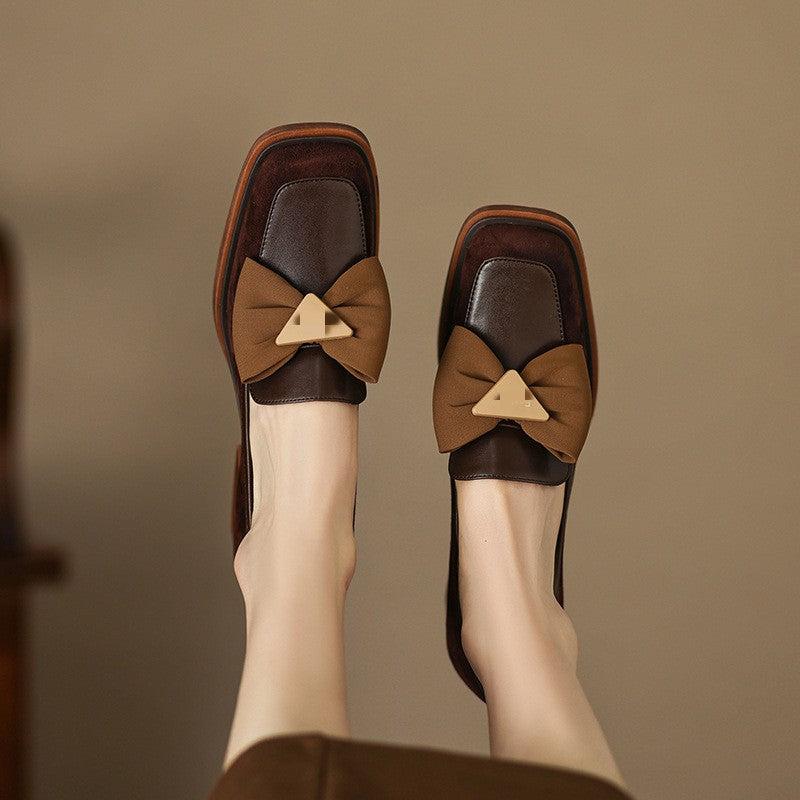 Design Feel Of Square Toe Thick Heels Women's Shoes