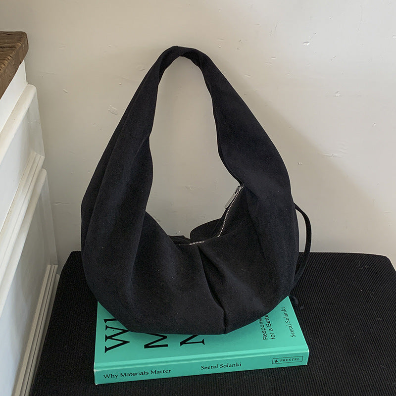 Suede Retro Minimalist Casual Pleated Tote Bag