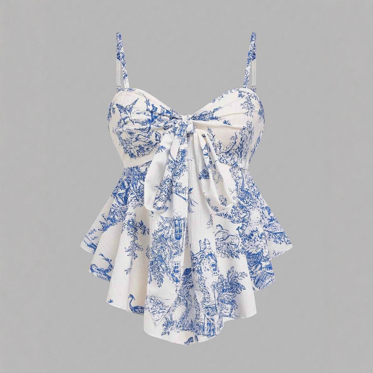 Printed Sleeveless Irregular Hem Camisole Top