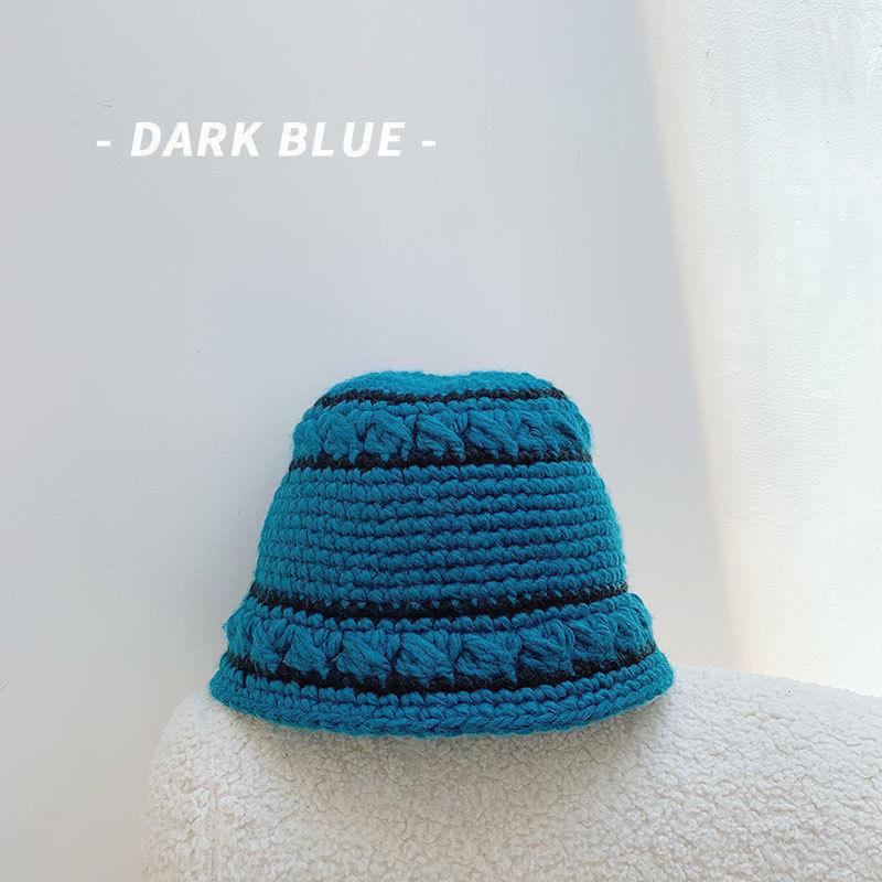 Knitted Striped Wool Bucket Breathable Hat