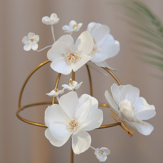 Original Fransk Tre-dimensionel Hvid Blomsterpandebånd