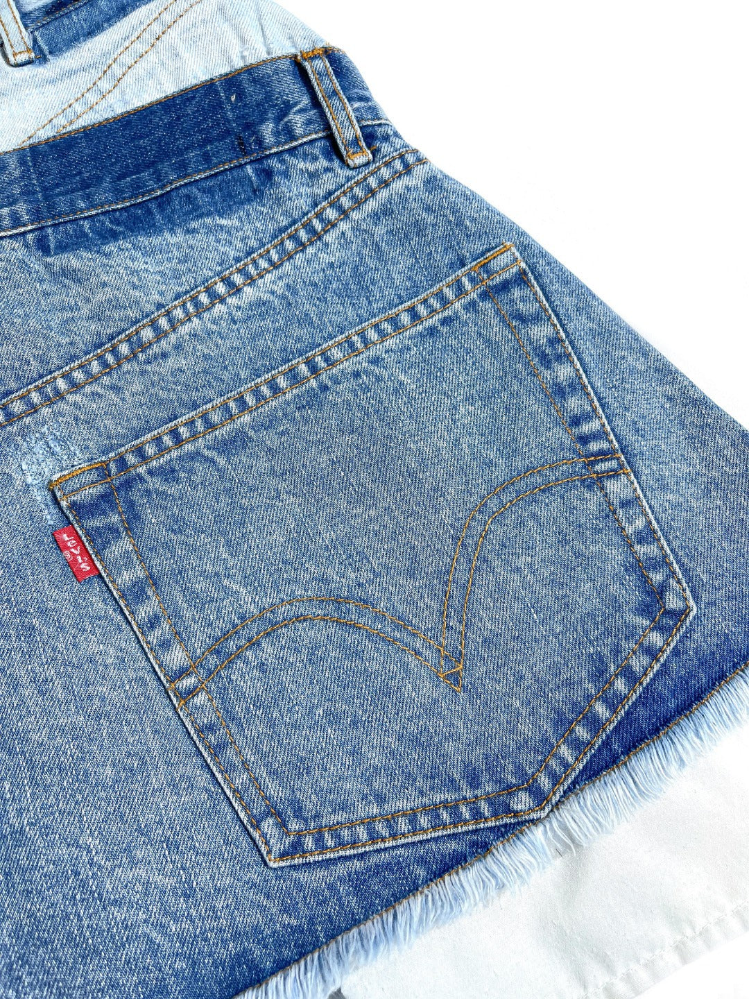 Spring And Summer Spliced Double Head Waist Denim Half Skirt