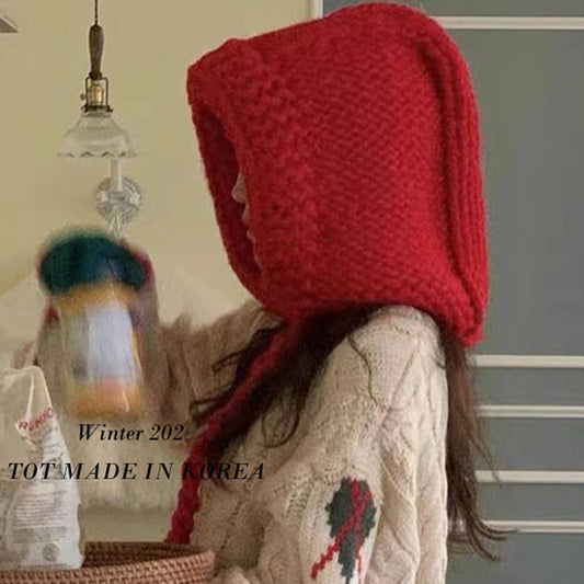 Winter Warm Half Wrapped Knitted Coarse Wool Hat