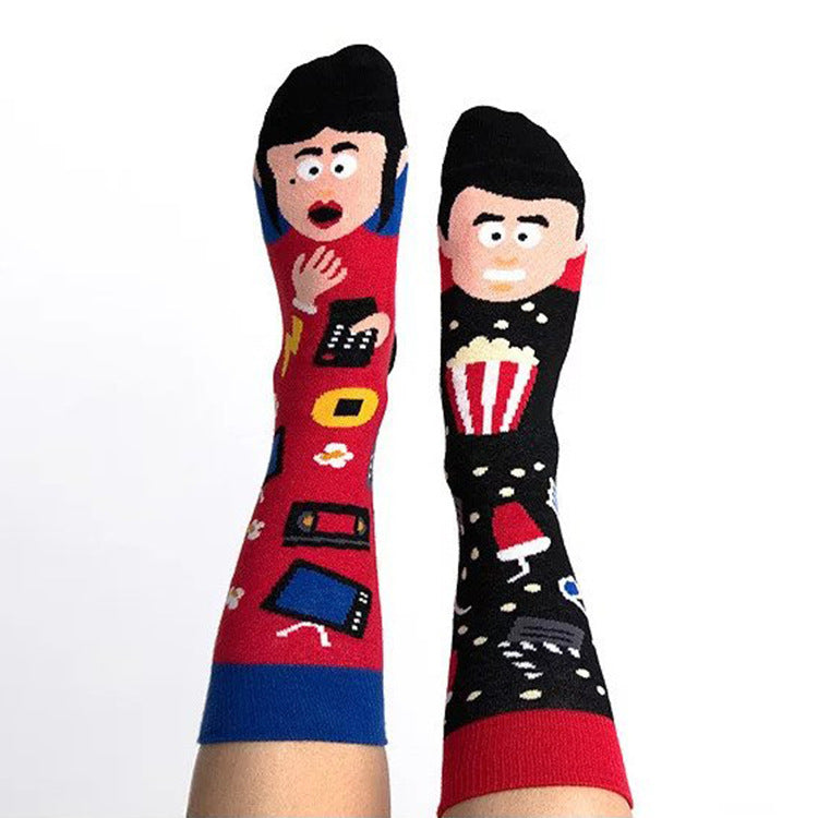 Mandarin Duck Asymmetric Ab Socks Mid Tube Jacquard
