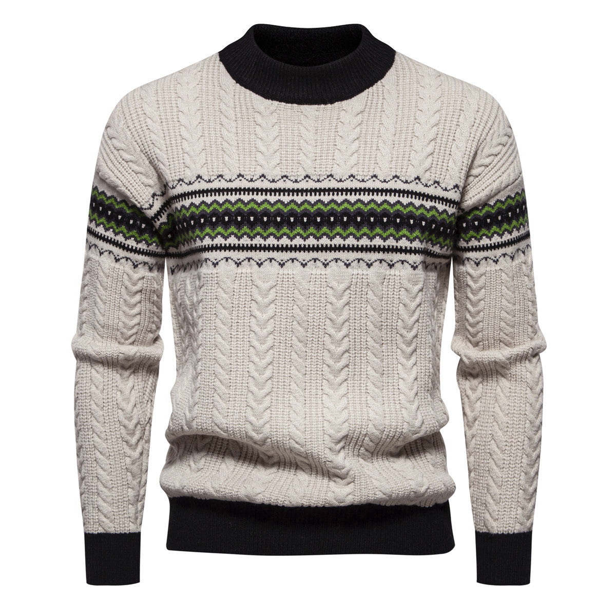 Rundhalset pullover til mænd med print – afslappet sweater