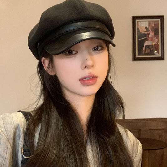Autumn And Winter Women's Woolen Octagonal Cap Beret