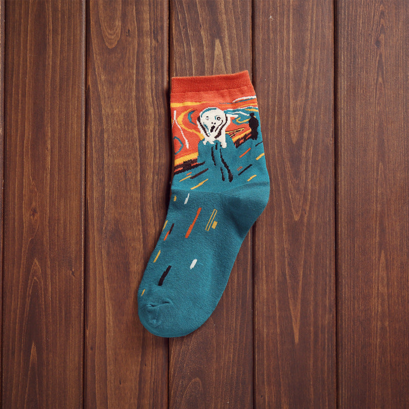 Retro Series Men's Medium Tube Literary Socks