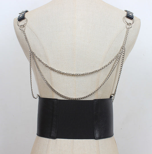 Dark Girl Punk Metal Chain Leather Waist
