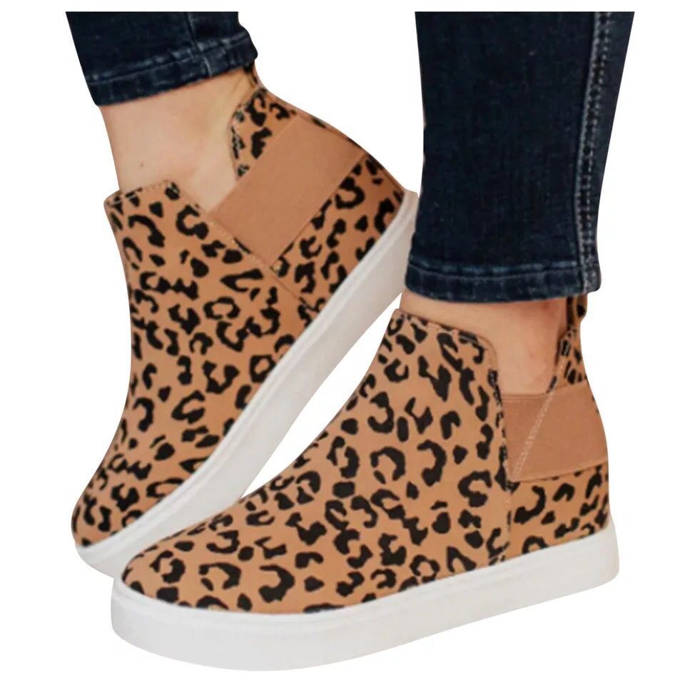 Thick-soled Women's Flat-soled Casual Shoes Leopard Print Lazy