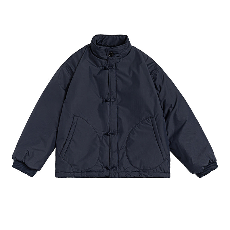Chinese Retro Buckle Khaki Cotton-padded Loose Cotton Padded Jacket Coat