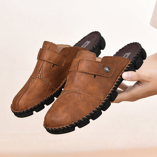 Summer Outdoor Men's Half Slippers Casual Lazybones' Shoes Fashion Handmade Stitching