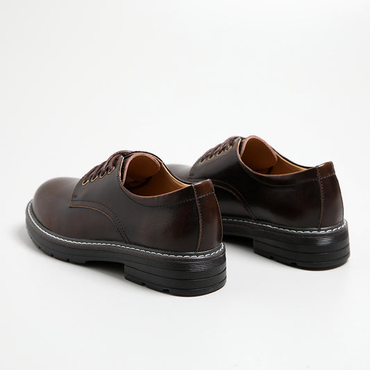 Fashion Little Leather Female Black Round Toe Retro Student Flat Shoes