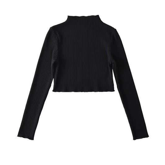 Cashmere Lace-trimmed Neckline Long-sleeve Sweater Base Layer