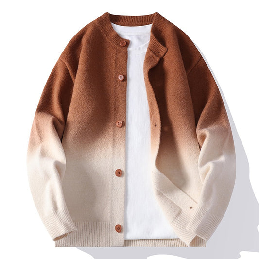 Gradient-knit Cardigan A Unisex Couple-matching Sweater With A Relaxed Casual Fit