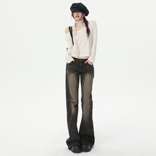 Fashionable Personalized Washed Flared Jeans For Women